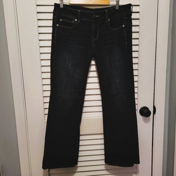 American Eagle Women's Slim Boot  Cut Jeans 14 Short Petite Dark Wash Denim - Picture 2 of 7